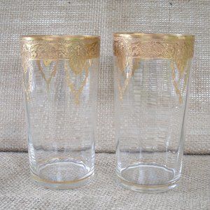 Vintage Tiffin Franciscan Art Nouveau Gold Encrusted Tumbler Set of 2